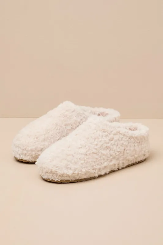 Claude Natural Faux Fur Slippers sold by Lulus