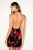 Delizah Burgundy Floral Burnout Halter Mini Dress sold by Lulus