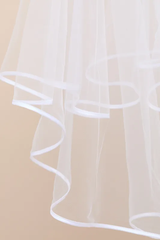 Tiffany White Tulle Satin Trim Veil sold by Lulus