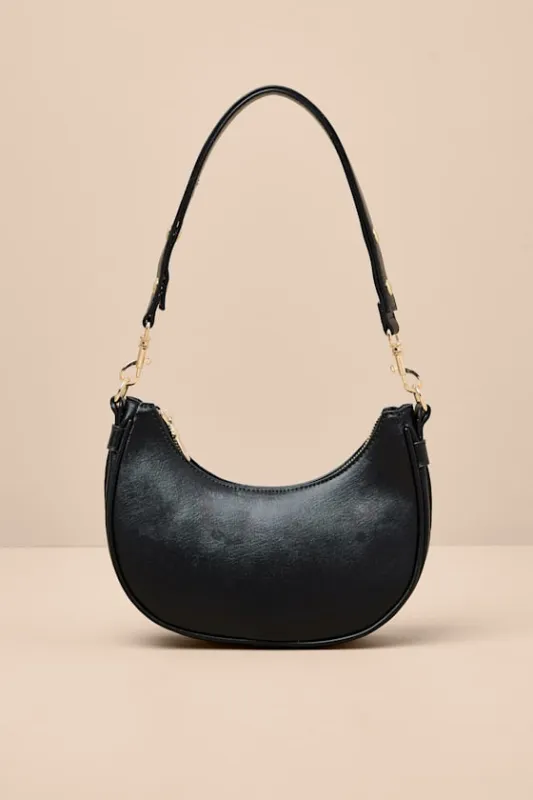 Carina Black Crescent Shoulder Bag sold by Lulus