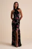 Flawlessly Gorgeous Black Burnout Floral Halter Maxi Dress sold by Lulus