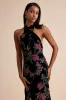 Flawlessly Gorgeous Black Burnout Floral Halter Maxi Dress sold by Lulus