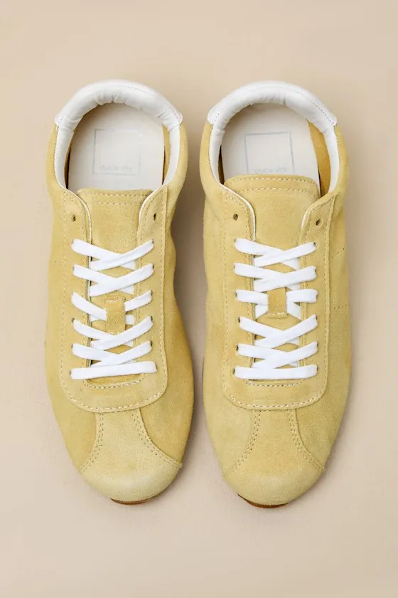 Serina Yellow Suede Leather Lace-Up Sneakers sold by Lulus product image thumbnail 2