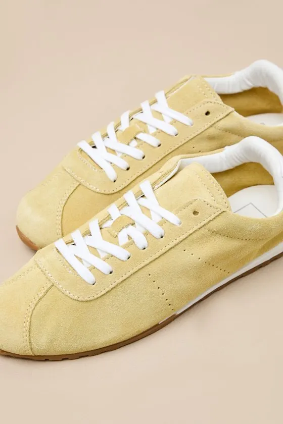 Serina Yellow Suede Leather Lace-Up Sneakers sold by Lulus product image thumbnail 3