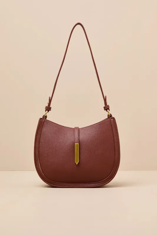 Zari Brown Vegan Leather Shoulder Bag sold by Lulus