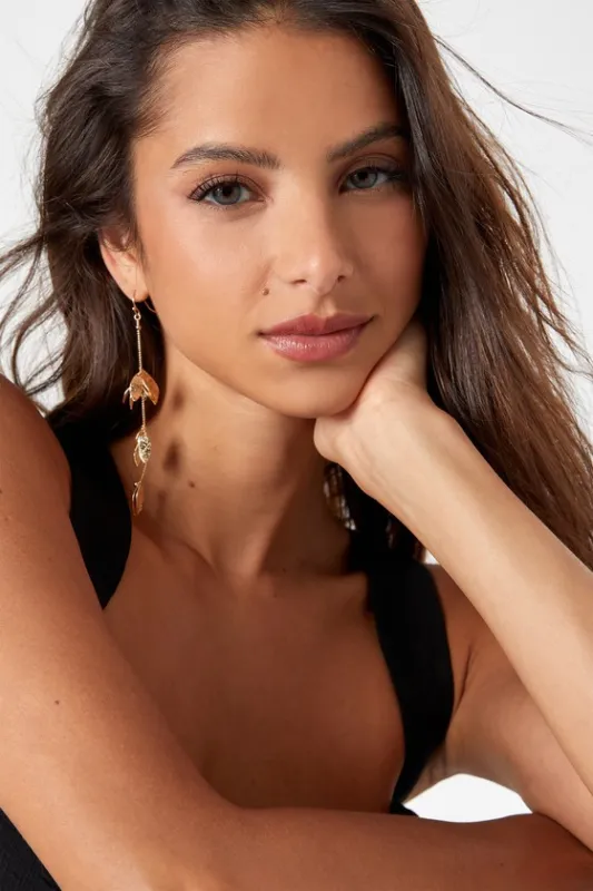Glowing Choice Gold Floral Drop Earrings sold by Lulus