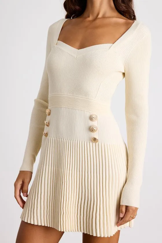 Chicest Crush Ivory Ribbed Long Sleeve Mini Sweater Dress sold by Lulus product image thumbnail 2