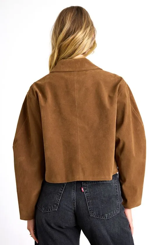 Leoline Light Brown Suede Collared Cropped Jacket sold by Lulus product image thumbnail 3