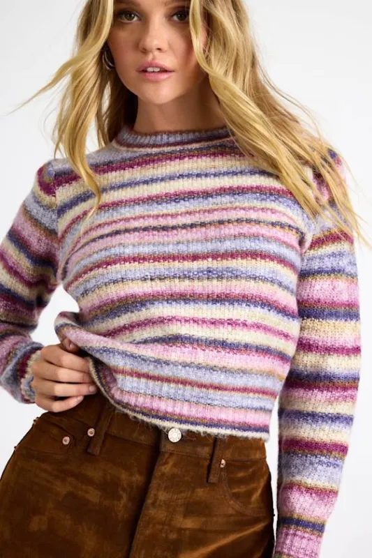 Hayes Pink Multi Striped Crew Neck Sweater sold by Lulus