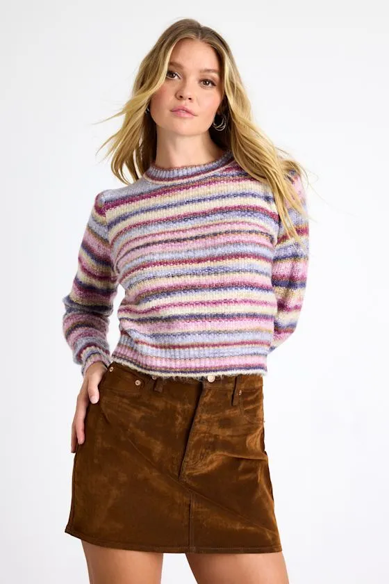 Hayes Pink Multi Striped Crew Neck Sweater sold by Lulus product image thumbnail 2