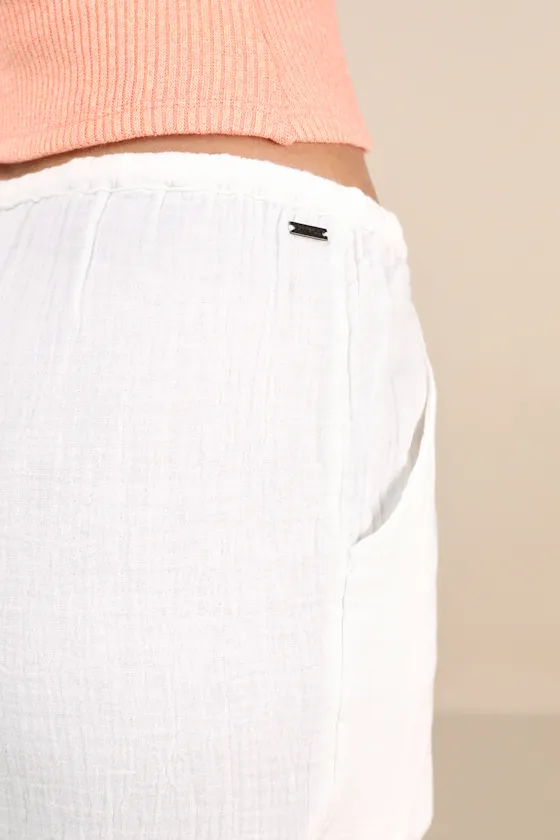 Brenda White Crinkle Cotton Drawstring Pants sold by Lulus product image thumbnail 4