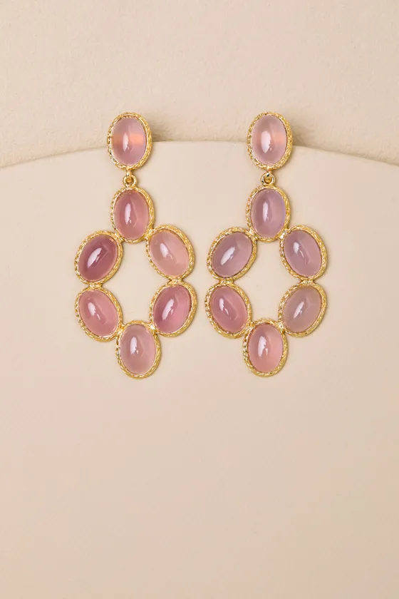 Monroe Pink Stone Statement Earrings sold by Lulus