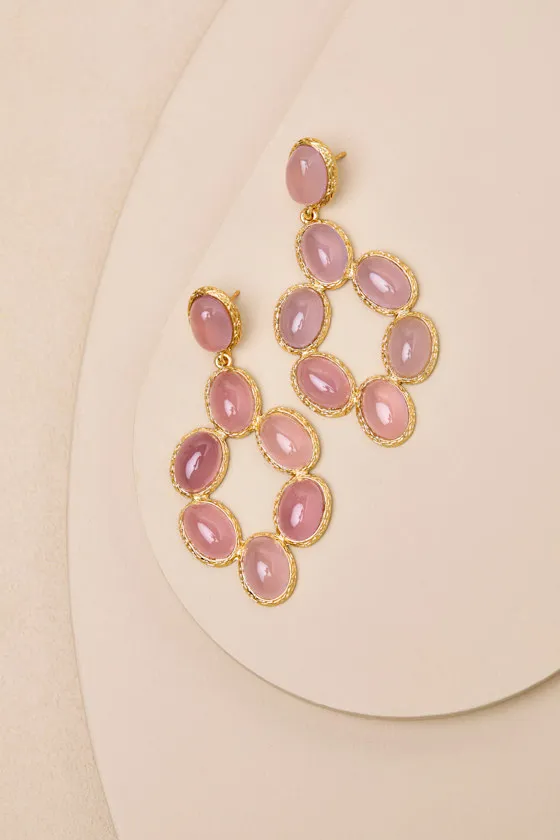 Monroe Pink Stone Statement Earrings sold by Lulus product image thumbnail 2