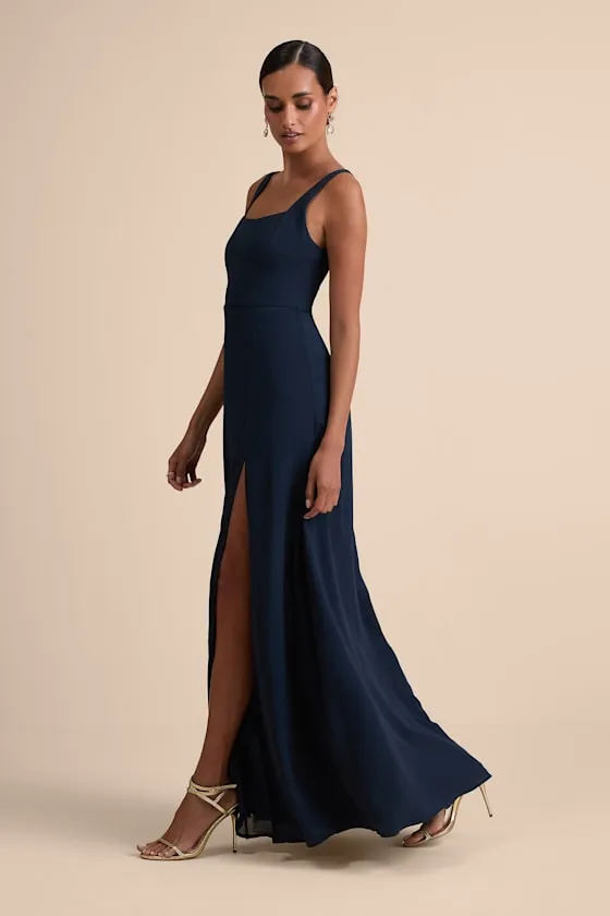 Remarkable Arrival Navy Blue Sleeveless Maxi Dress sold by Lulus product image thumbnail 4
