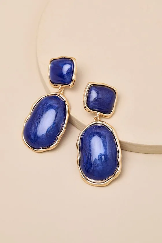 May 18KT Gold and Blue Statement Earrings sold by Lulus product image thumbnail 2