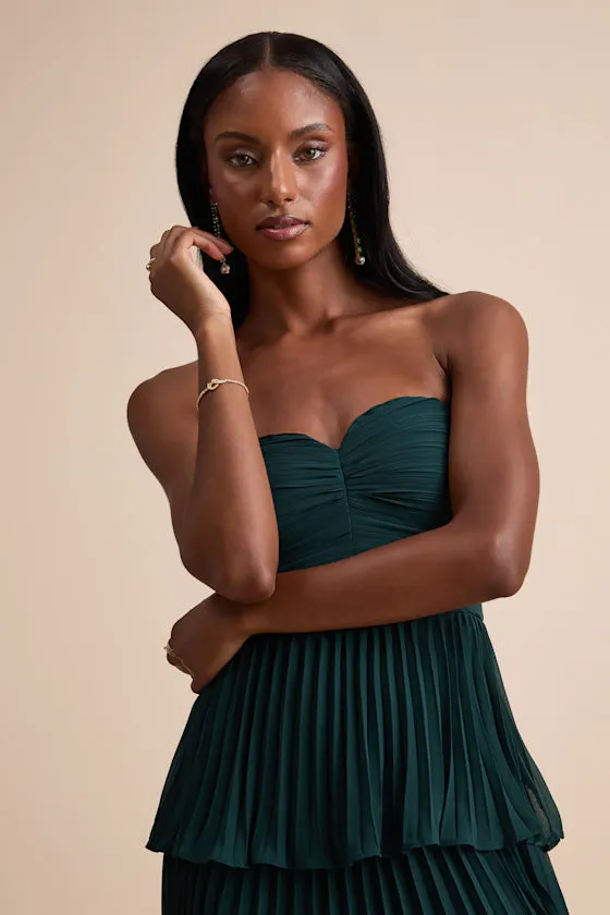 Seriously Sensational Emerald Strapless Tiered Midi Dress sold by Lulus product image thumbnail 2