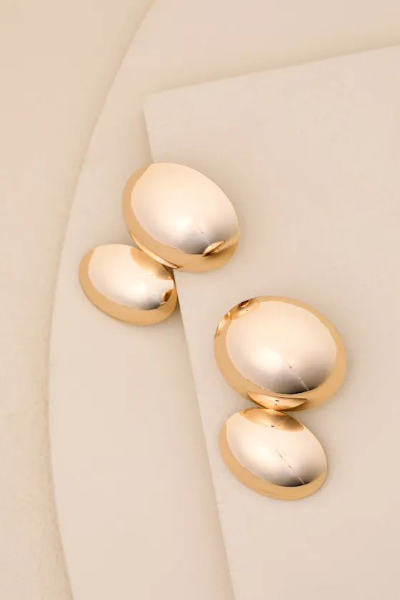 Thalia 18KT Gold Oblong Drop Earrings sold by Lulus product image thumbnail 2