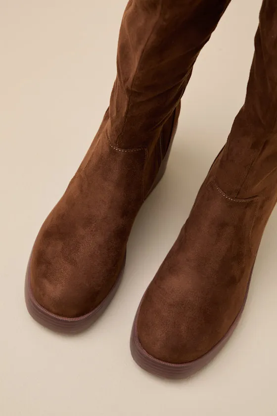 Go Girl Brown Suede Platform Knee High Boots sold by Lulus product image thumbnail 2