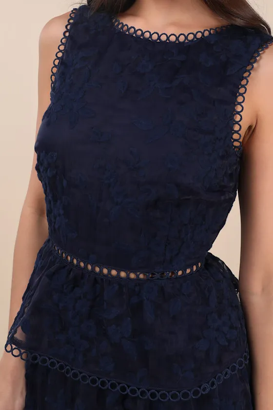 Look So Sweet Navy Blue Embroidered Lace Mini Dress sold by Lulus product image thumbnail 4
