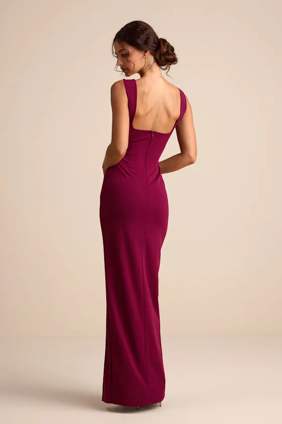 Inspiring Allure Burgundy Square Neck Column Maxi Dress sold by Lulus product image thumbnail 3