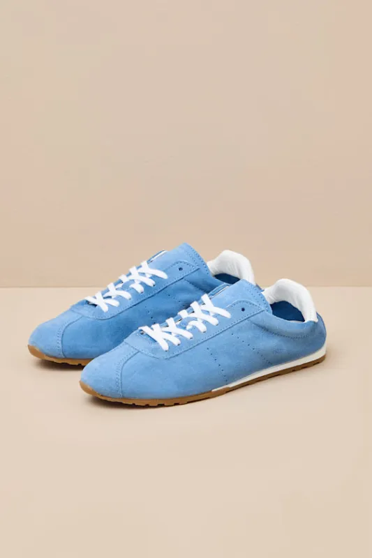 Serina Blue Suede Leather Lace-Up Sneakers sold by Lulus