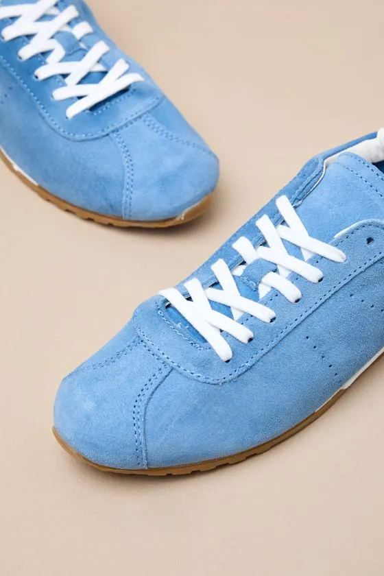 Serina Blue Suede Leather Lace-Up Sneakers sold by Lulus product image thumbnail 3