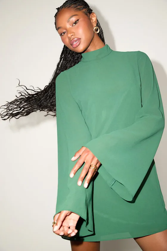 Perfected Charm Dark Green Bell Sleeve Mini Shift Dress sold by Lulus product image thumbnail 2