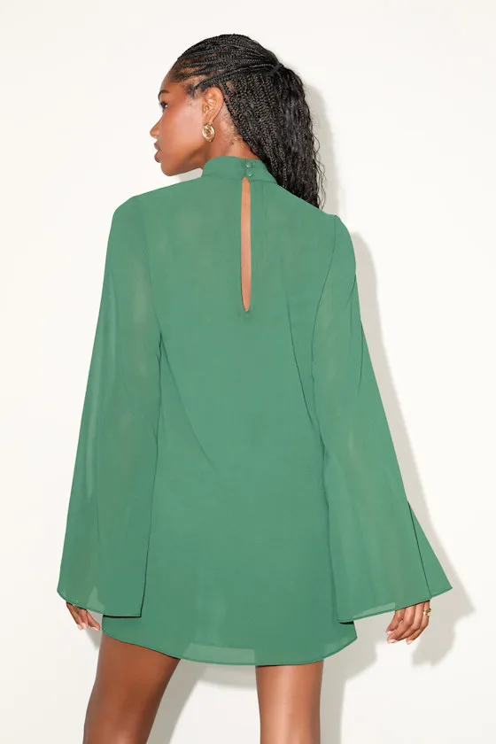 Perfected Charm Dark Green Bell Sleeve Mini Shift Dress sold by Lulus product image thumbnail 3