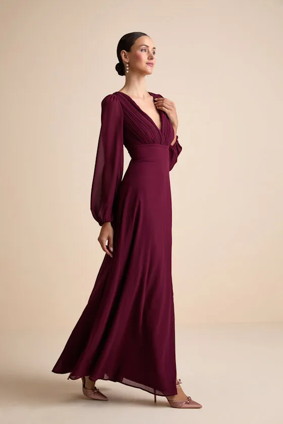 Marvelous Affair Burgundy Pleated Lace-Up Maxi Dress sold by Lulus product image thumbnail 4