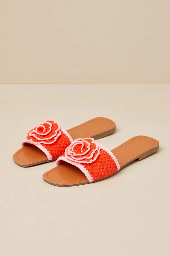 Simmy Orange and Pink Flower Slide Sandals sold by Lulus product image thumbnail 2