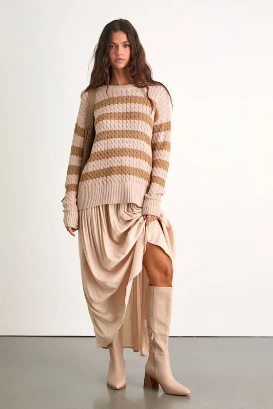 Navya Blush Striped Cable Knit Tunic Sweater sold by Lulus product image thumbnail 4