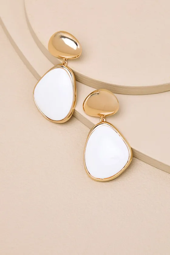 Mar 18KT Gold and White Statement Earrings sold by Lulus product image thumbnail 2