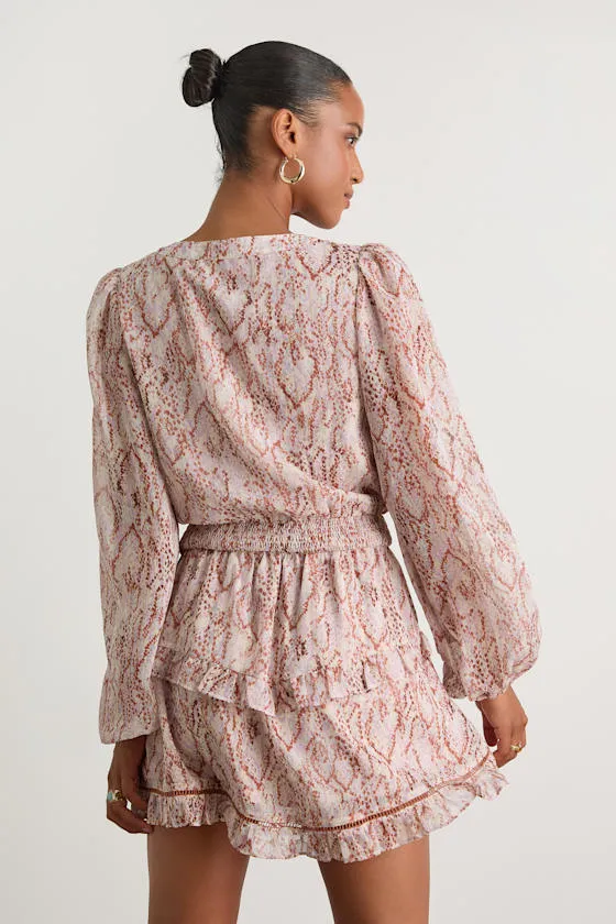 Variah Pale Pink Snake Print Long Sleeve Mini Dress sold by Lulus product image thumbnail 2