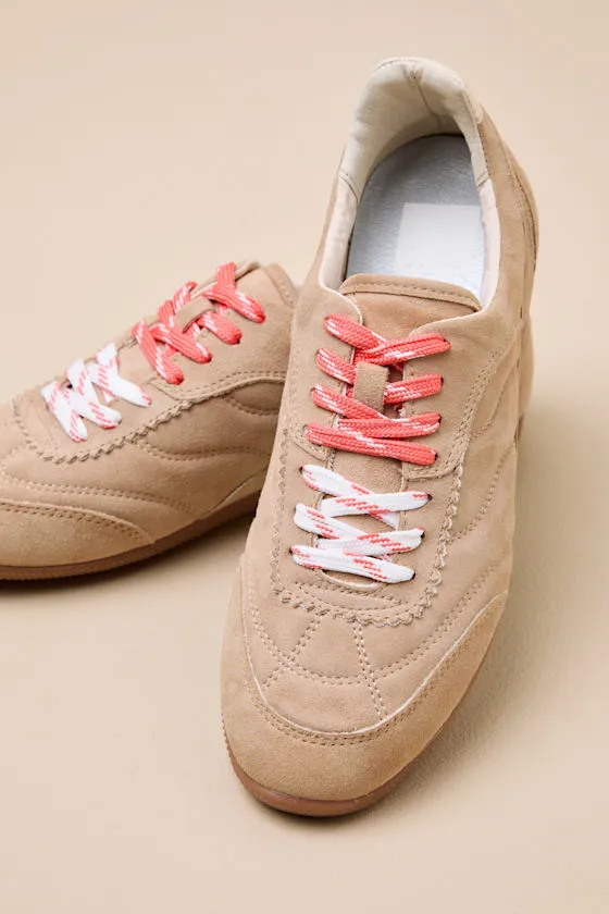Laini Camel Suede Leather Lace-Up Sneakers sold by Lulus product image thumbnail 3