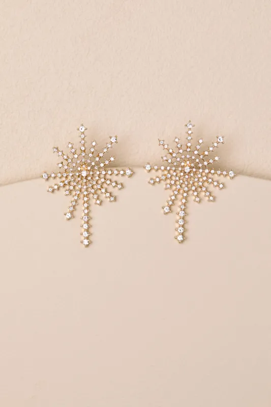 Aylin Gold Rhinestone Starburst Statement Earrings sold by Lulus