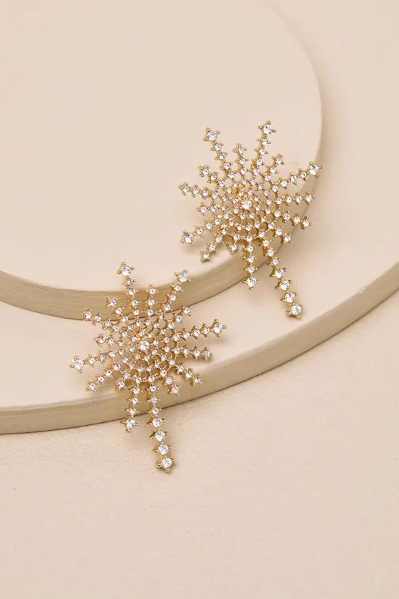 Aylin Gold Rhinestone Starburst Statement Earrings sold by Lulus product image thumbnail 2
