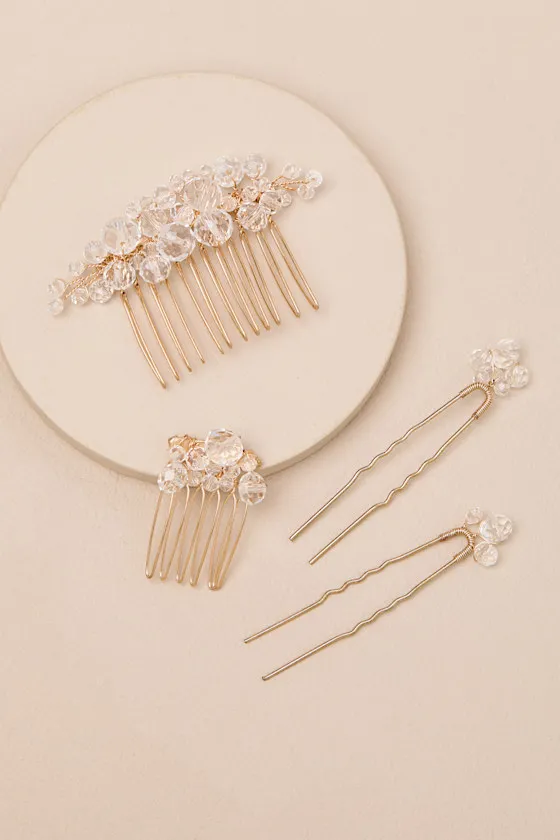 Kaleena Gold Beaded Four-Piece Hair Pin and Comb Set sold by Lulus product image thumbnail 2