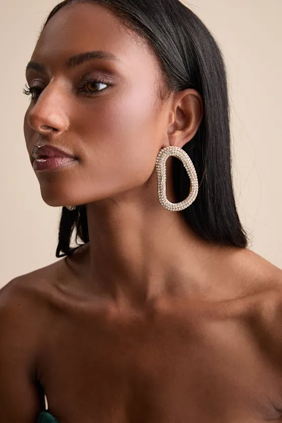 Oblique 18KT Gold Rhinestone Earrings sold by Lulus product image thumbnail 3