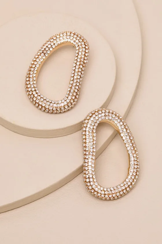 Oblique 18KT Gold Rhinestone Earrings sold by Lulus product image thumbnail 4