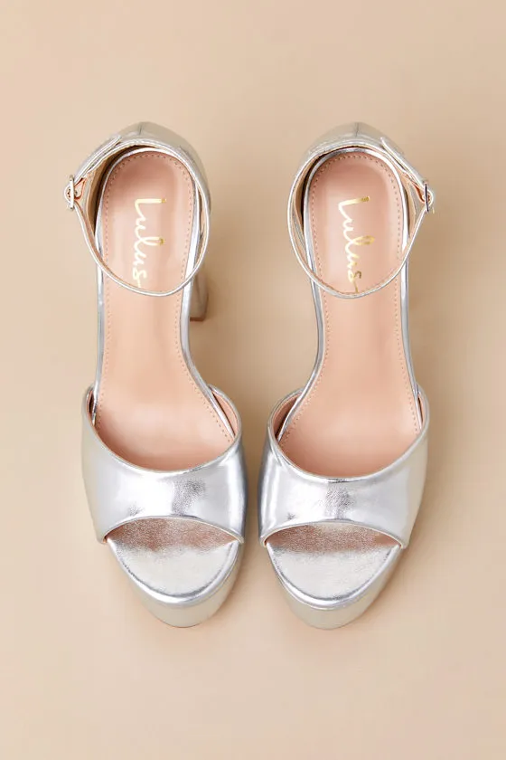 Orsola Silver Platform Ankle Strap Sandals sold by Lulus product image thumbnail 4