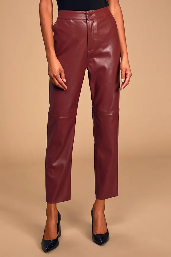 Open Minded Burgundy Vegan Leather Pants sold by Lulus product image thumbnail 2