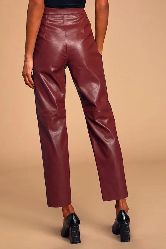 Open Minded Burgundy Vegan Leather Pants sold by Lulus product image thumbnail 3