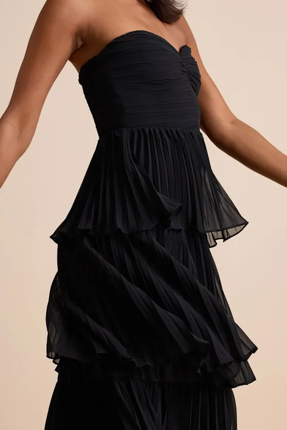 Seriously Sensational Black Strapless Tiered Midi Dress sold by Lulus product image thumbnail 2