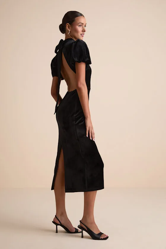 Fabulous Intuition Black Velvet Backless Column Midi Dress sold by Lulus product image thumbnail 2