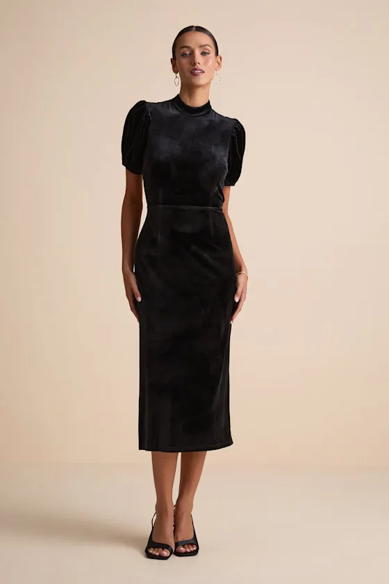 Fabulous Intuition Black Velvet Backless Column Midi Dress sold by Lulus product image thumbnail 4