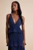 Mesmerizing Essence Navy Pleated Backless Tiered Maxi Dress sold by Lulus
