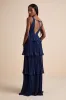 Mesmerizing Essence Navy Pleated Backless Tiered Maxi Dress sold by Lulus