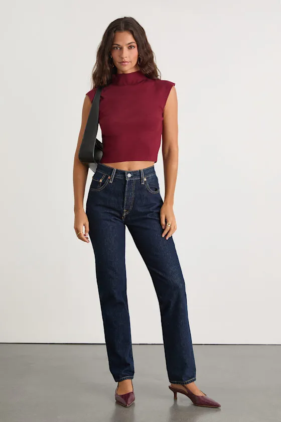 Suki Wine Red Mock Neck Cap Sleeve Sweater Top sold by Lulus product image thumbnail 3