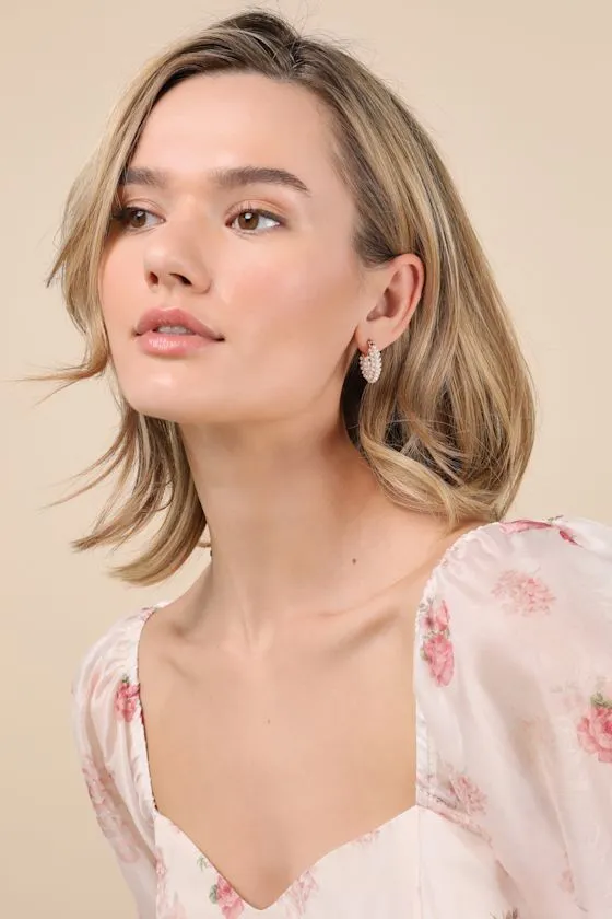 Luminous Mood Gold Pearl Huggie Hoop Earrings sold by Lulus product image thumbnail 2