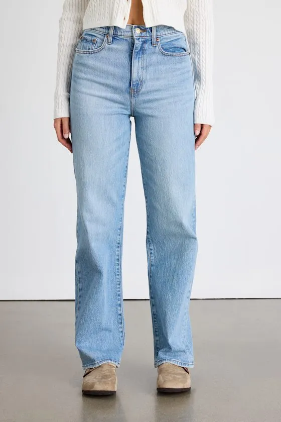 City Straight Light Wash Denim Straight Leg Jeans sold by Lulus product image thumbnail 2